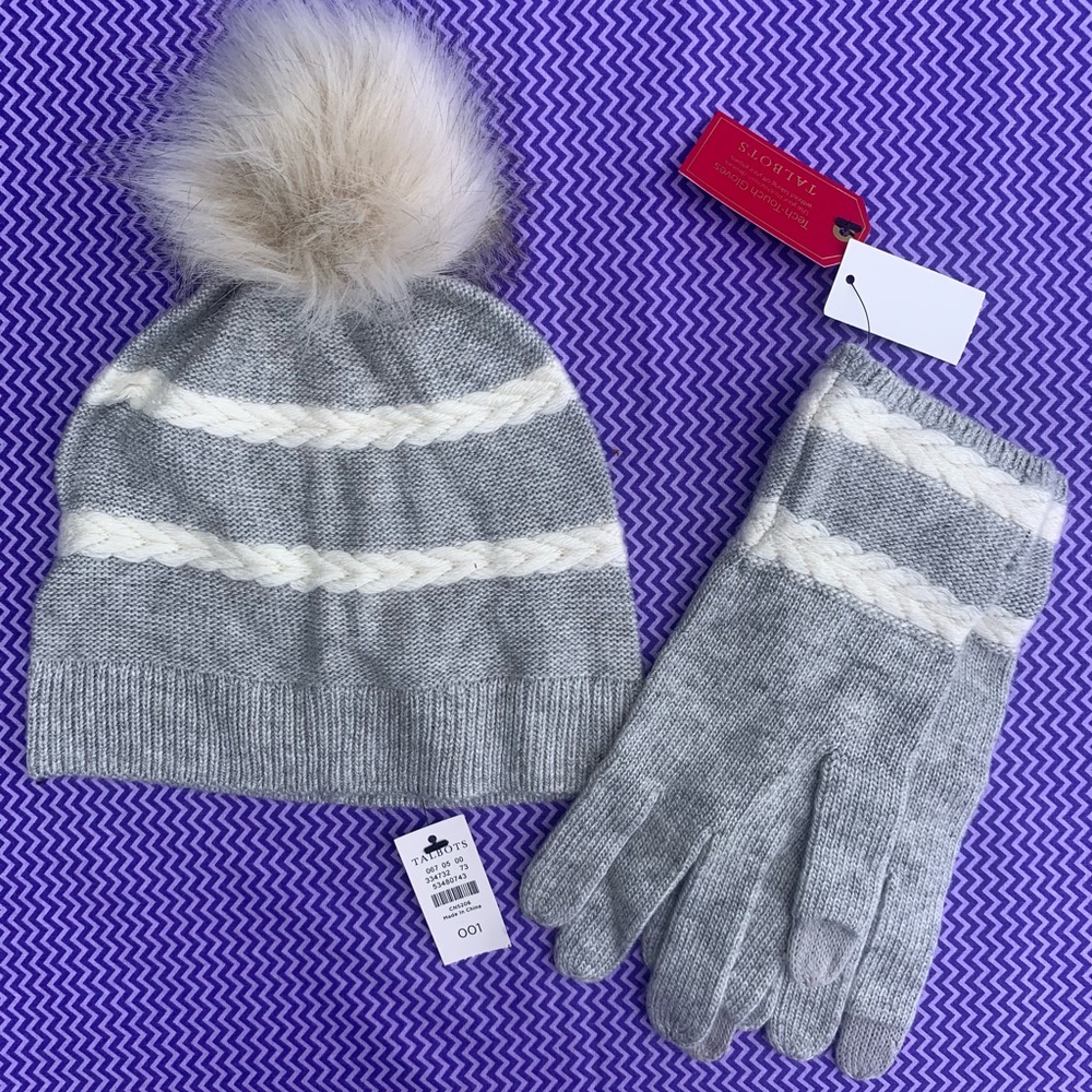 Talbots winter hat & glove set